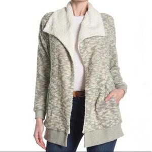 MELLODAY Faux Shearling Drape Cardigan Sweater Long Sleeve Women's Size S NWT